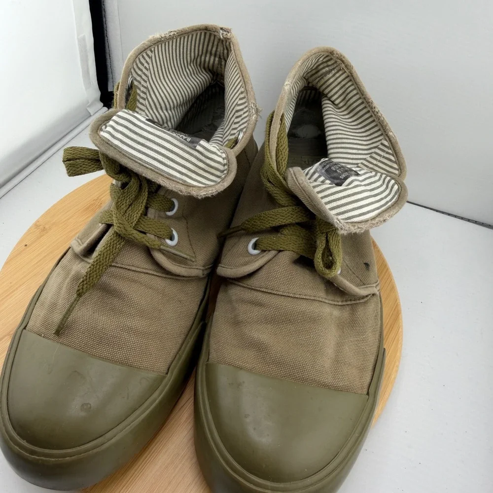 BANGS Shoes High Top Canvas Sneakers Olive Green Khaki Mens 6.5 Womens 8
